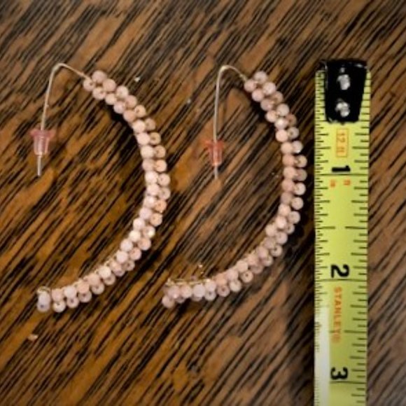 NWOT BEAUTIFUL PINK EARRINGS with Gold and Semiprecious Gems - Picture 2 of 4